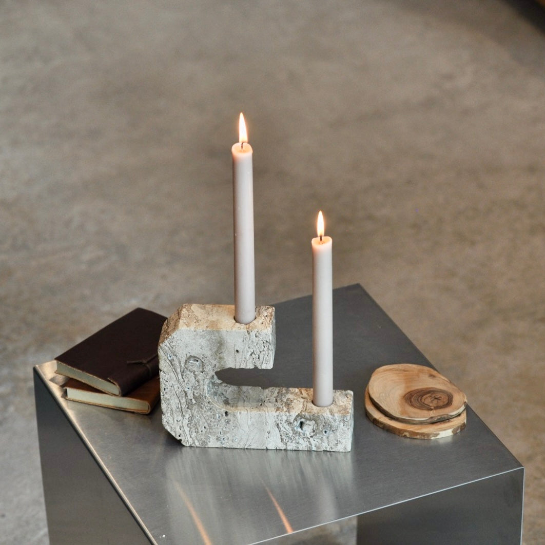 Travertine Candle Holder