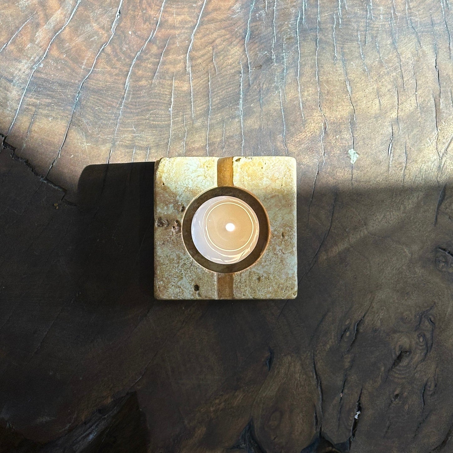 Travertine Candle Holder