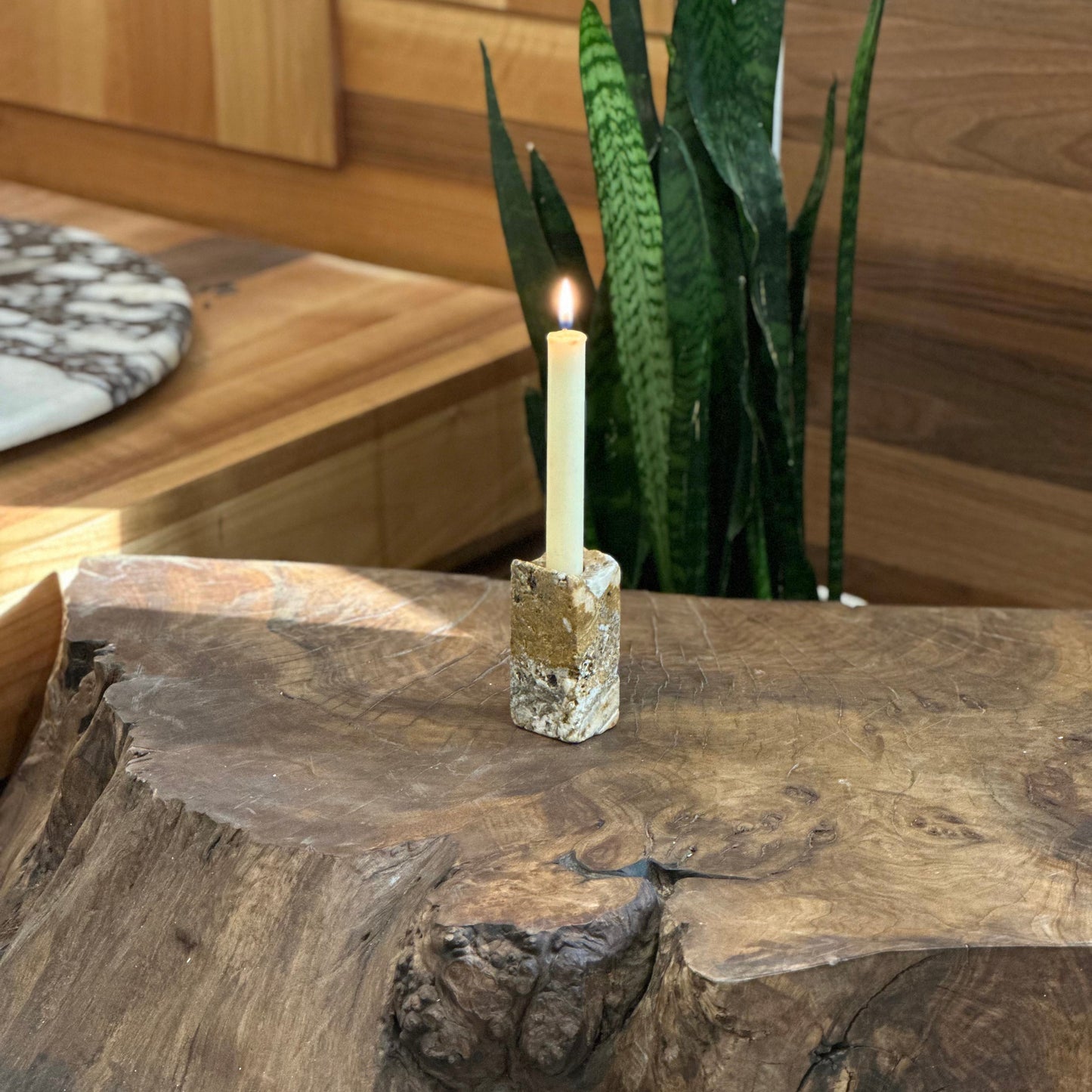 Travertine Candle Holder 1