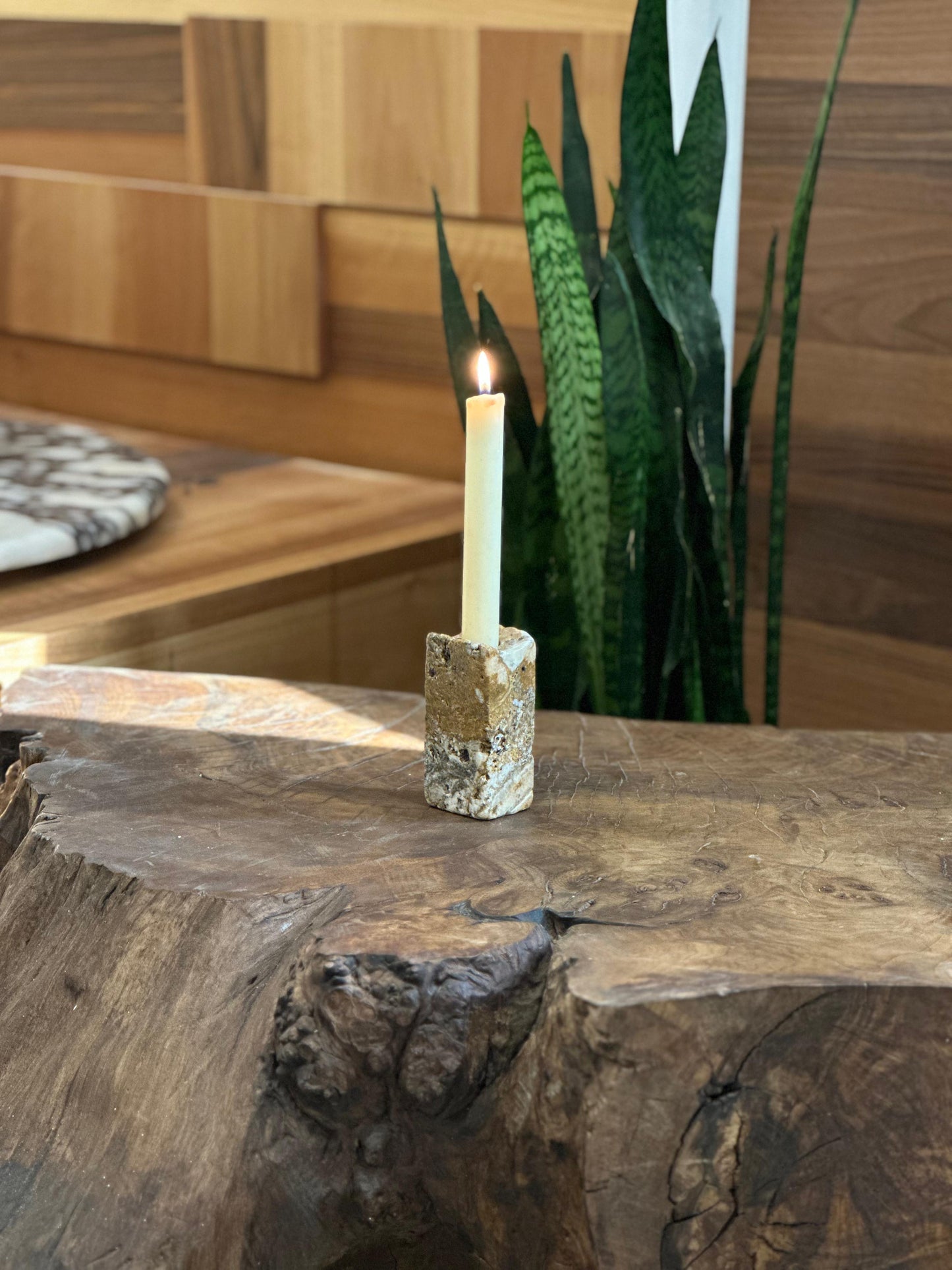 Travertine Candle Holder 1