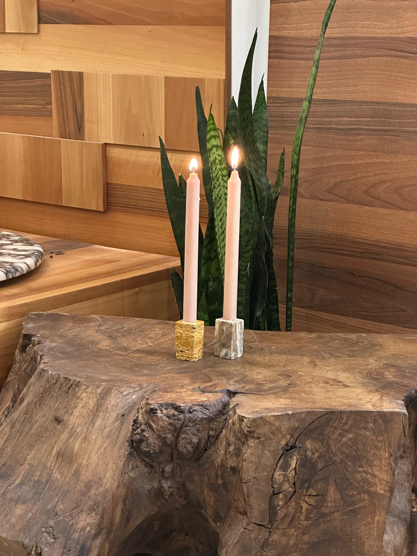 Travertine Candle Holder