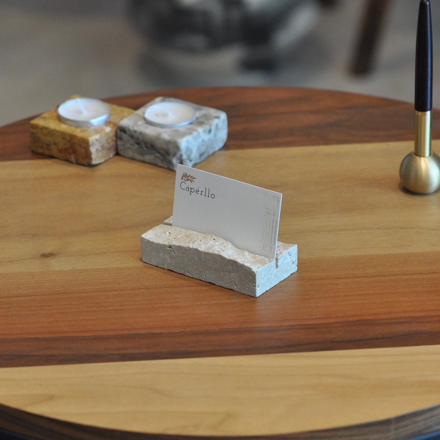 Natural Travertine Card/Sign Holder
