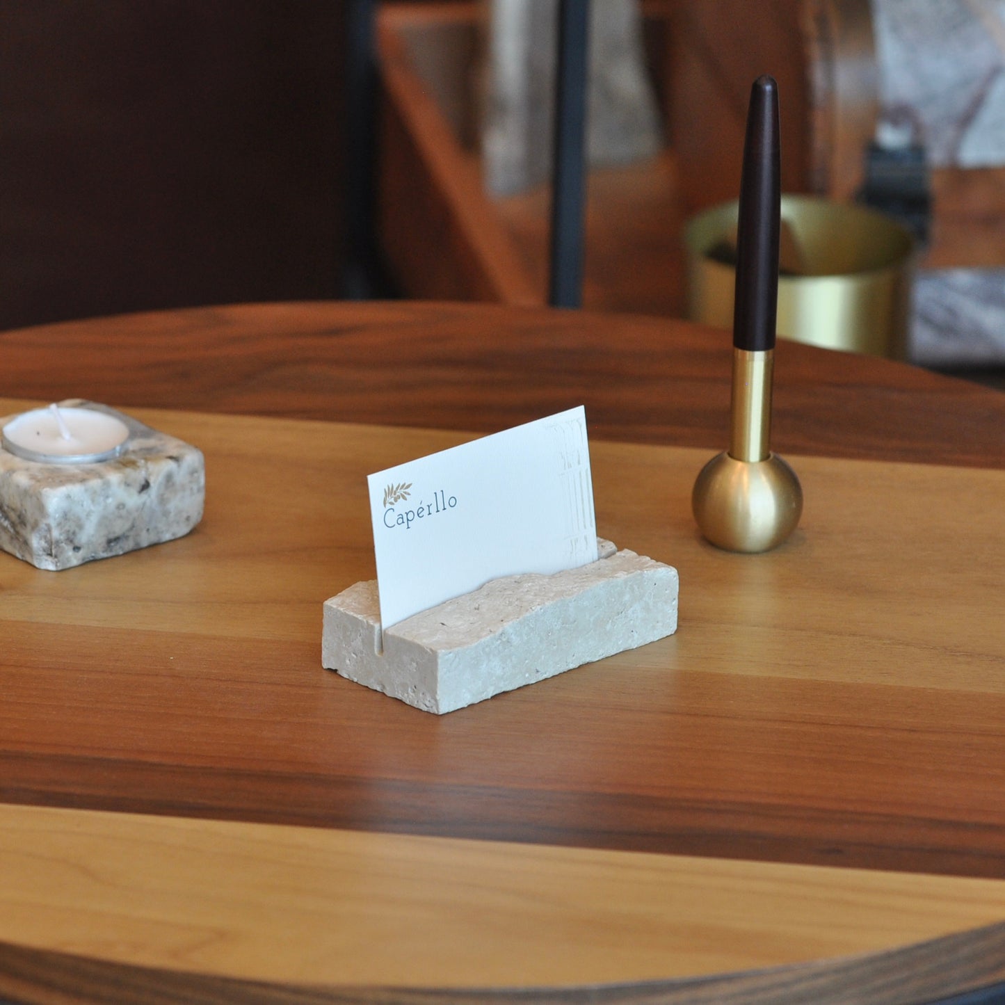 Natural Travertine Card/Sign Holder
