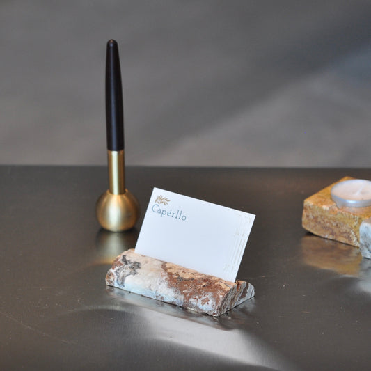 Travertine Round Card Holder